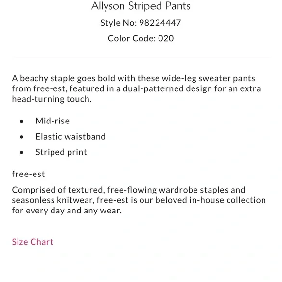 NWT Free People Allyson Striped Pants - Picture 5 of 6